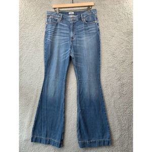 WRANGLER High Rise Flare Jeans 32 x 34 Retro Western Boho Cowgirl Medium Wash